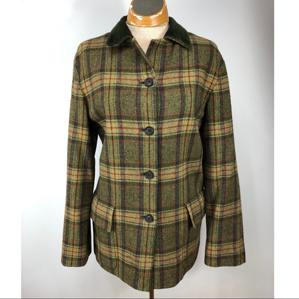 Nautica plaid wool button up overcoat jacket Sz‎ 8